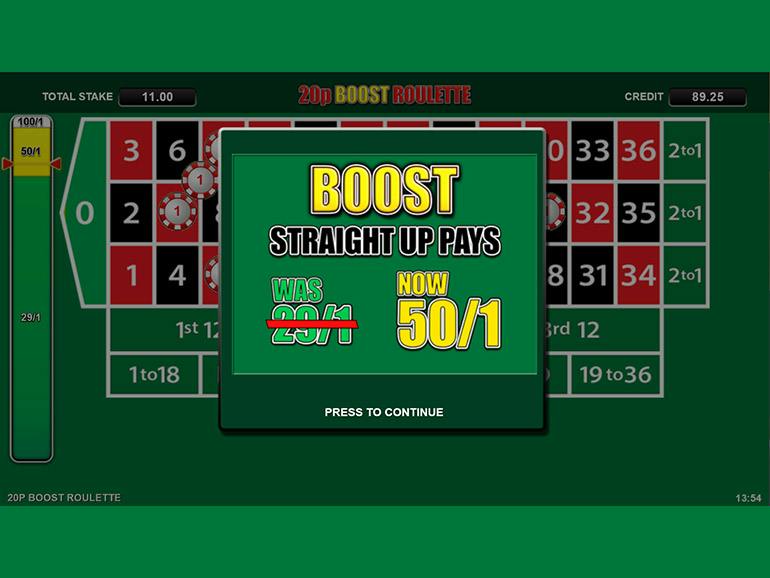 20p Boost Roulette (Inspired Gaming)